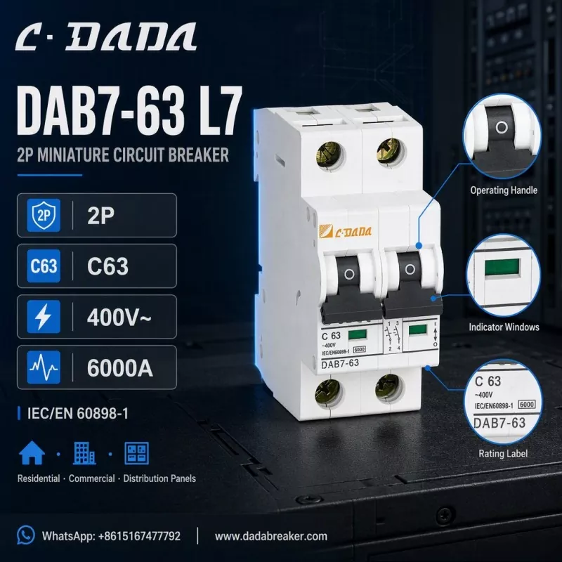 DAB7-63 L7 2P MCB - прозорий, компактний захист для розподільних панелей